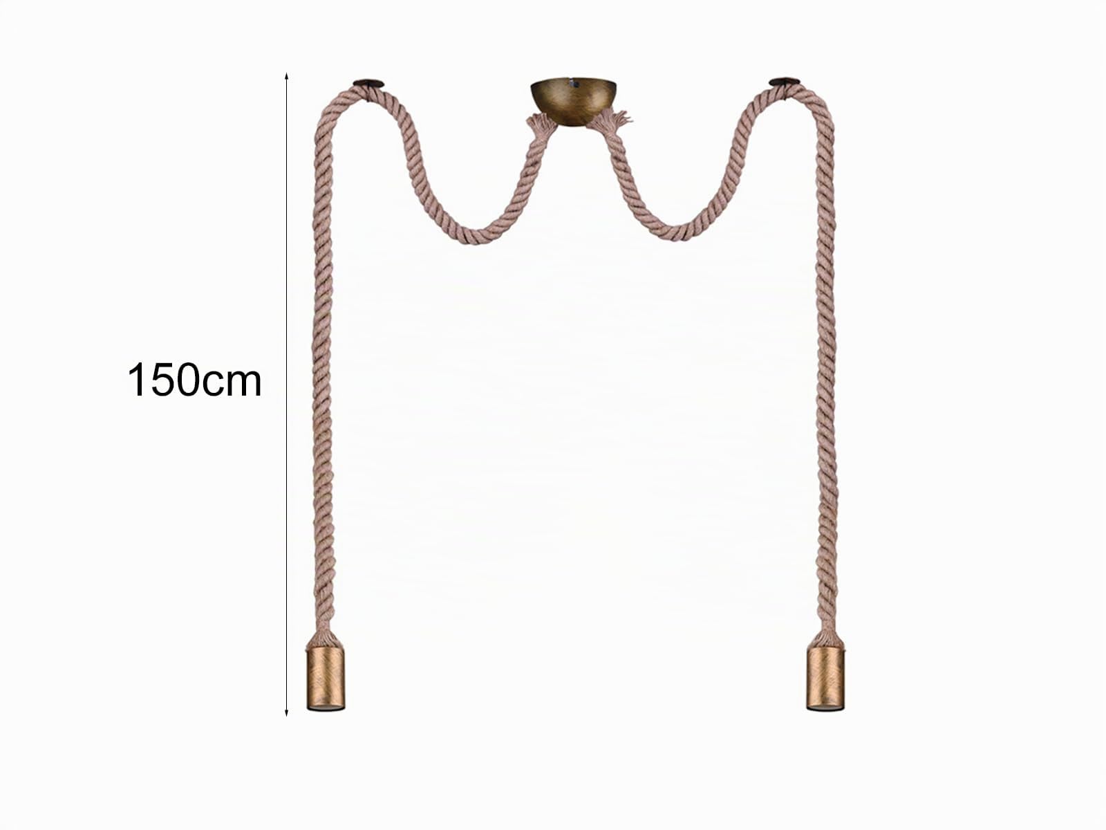 Trio Leuchten Retro Seillampe ROPE mit zwei Pendel aus Hanfseil und Altmessing Akzenten, über Schlaufen variabel verstellbar