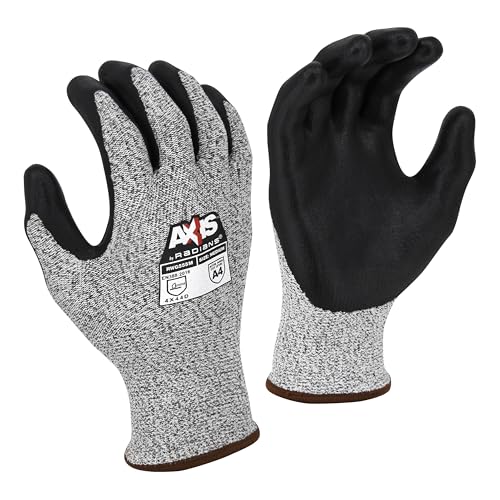 Radians RWG555 Axis Cut Protection Level A4 Foam Nitrile Dipped Workk Glove, Large, Multi (RWG555L)