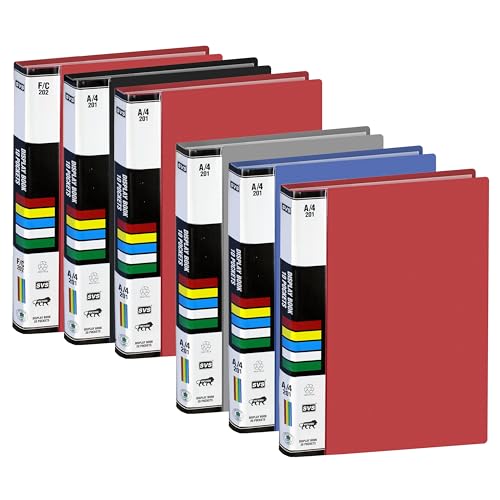 Image of TULMAN 6 Pack 10 Pockets Bound A4 Size Presentation Display Book Portfolio File Folder Presentation Binders with Plastic Clear Sleeves Document Organizer for School Office (Assorted Color)