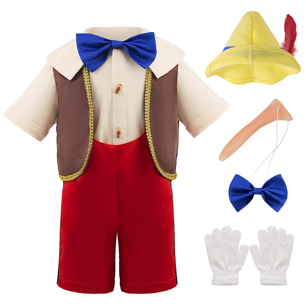 LZH Puppet Costume for Boys Cosplay Fairytale Character Puppet Costumes Long Nose Boy Dress up Halloween Costume