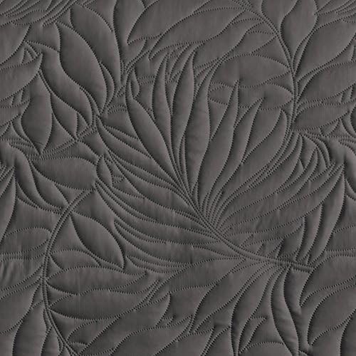 Comfy Bedding Extra Lightweight and Oversized Thermal Pressing Leafage 3-Piece Coverlet Set (Full/Queen, Gray)