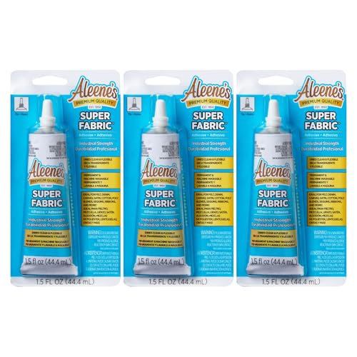 Aleene's Super Fabric Glue, Platinum Bond Adhesive, Super-Strong, Ultra Flexible, Permanent, UV and Waterproof, 1.5 fl oz 3-Pack