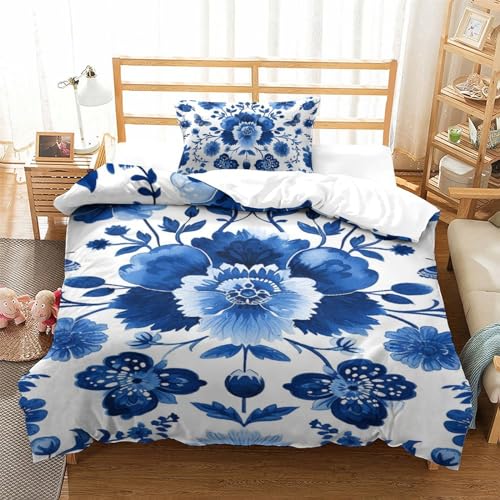 Housse de couette fleurs 3D microfibre anti-plis lit simple