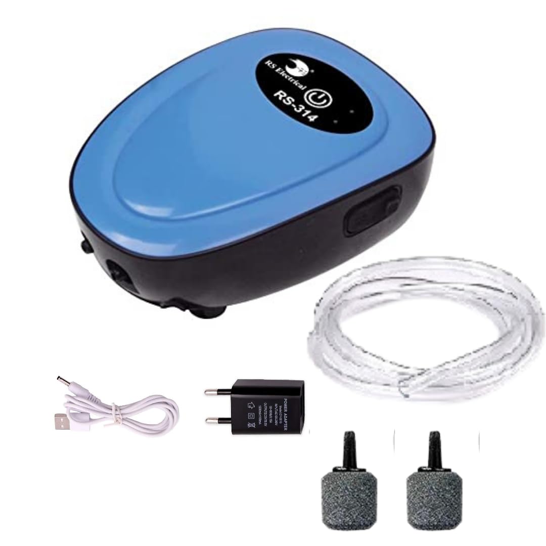 Premier Plants Aquarium 2way Air Pump Fish Tank Water Filter for Aquarium Rechargeable Oxygen Filter (RS-314) with Tube, USB Plug, 2 Air Stone (B0CK532M45) Amazon Price History, Amazon Price Tracker