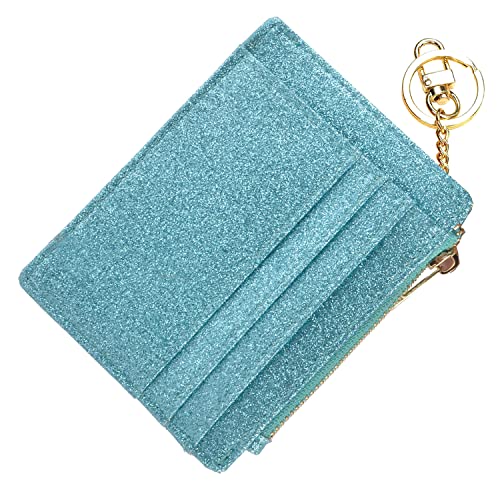 Image of Womens Slim RFID Credit Card Holder Mini Front Pocket Wallet Coin Purse Keychain (StarTeal)