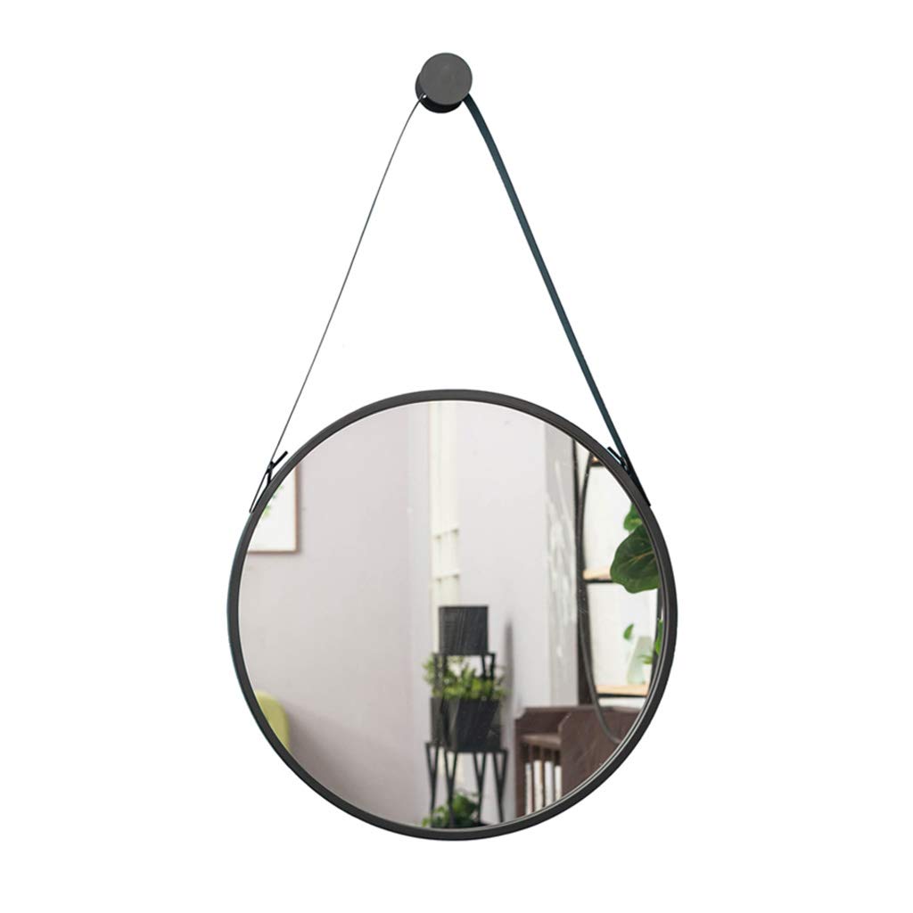 BKSXSOP Creative Black Round Metal Mirror for Bathroom, Makeup, Clothing Store, Jewelry Shop - 60CM Decorative Hanging Dressing