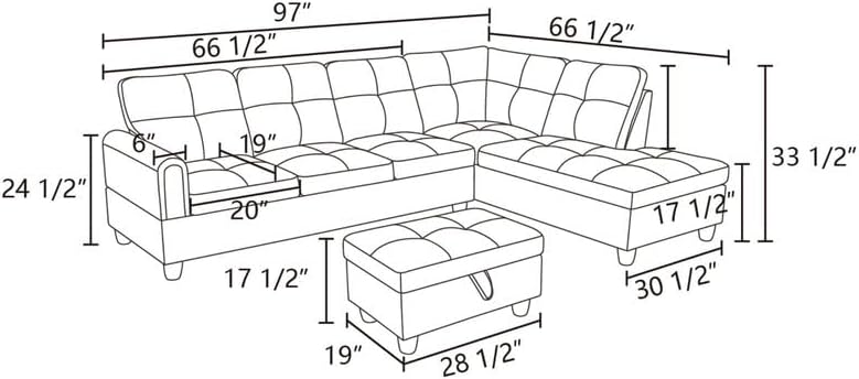 Beige Flannel Living Room Sofa Ottoman for Home Office Bedroom Living Room, Strong Bearing Capacity Sofa Small Sofa Setee