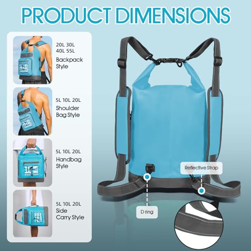 Image of MORXPLOR Dry Bag Waterproof,5L /10L /20L /30L /40L /55L Roll Top Dry Bag Backpack with WaterProof Phone Case for Swim,Kayak