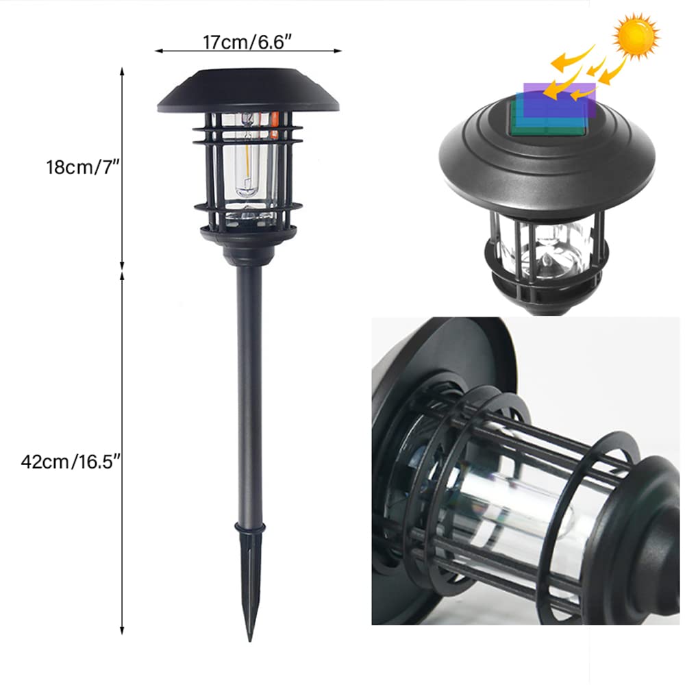 Solar Post Lights Oświetlenie ogrodowe, Solarna lampa trawnikowa, Wodoodporne oświetlenie krajobrazu, Dekoracyjne oświetlenie w stylu ścieżki, Bez rachunków za prąd, bez okablowania Oświetle