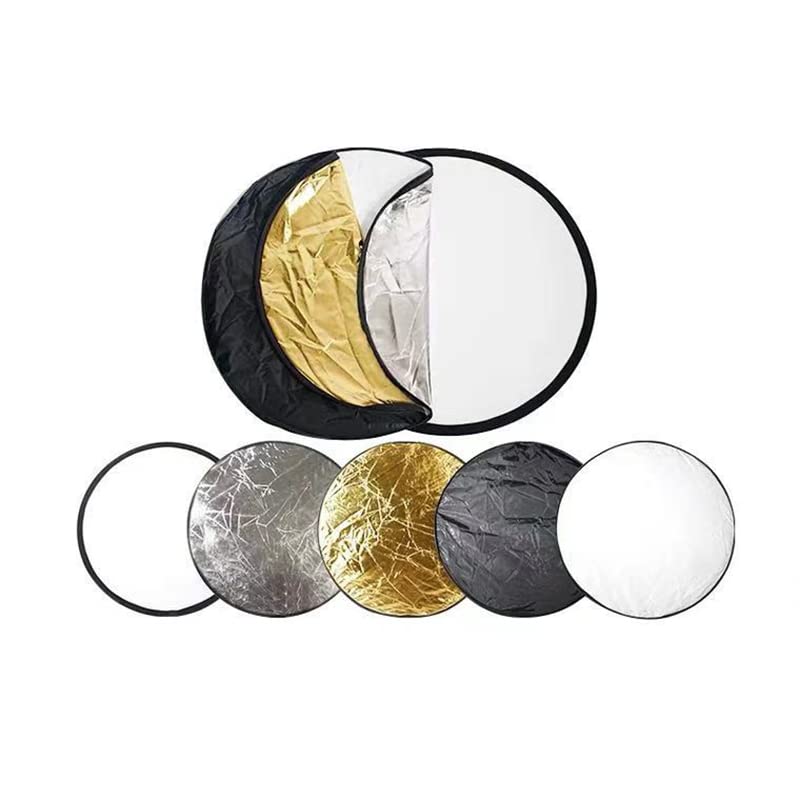 Yctze 5 w 1 Fotografia Odbijak Zakłoczalny Light Reffttor Panel Soft Srebrny White Black Okrągłe Okrągłe Wiele Przenośne do Fotografii, 32-calowe/80 Cm z Workiem, Srebrnym, Złotym, (80 cm / 31,5 cala)