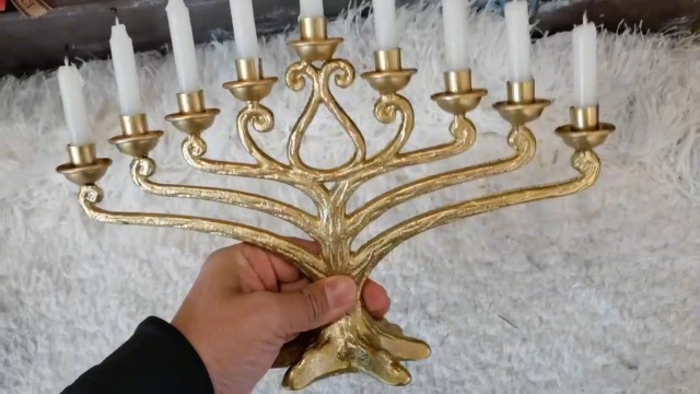 Amazon.com: BSTGIFTS 生命之樹- 9 個燭台- 金色光明節場合