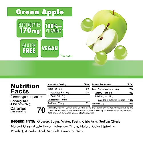 Image of Bonk Breaker Energy Chews, Dairy-Free, Gluten-Free Ingredients to Provide Quick Energy and Focus, 1 Box of 10 Packets, Green Apple