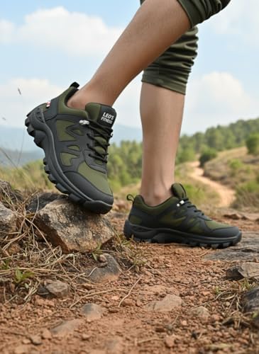 Image of Leo's Fitness Men's Water Resistant Outdoor Trekking Shoe, Lace-Up Trail Running Sports Sneakers, Hiking Shoes for Men
