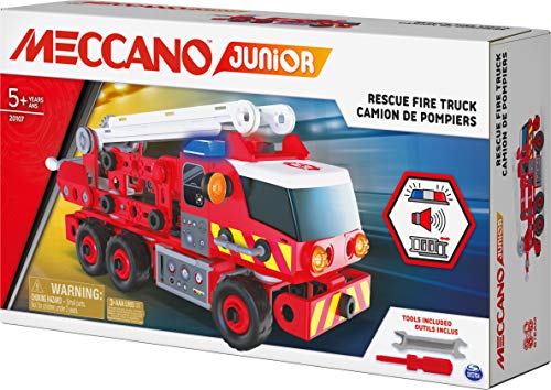 51X62t2uE9L MECCANO - Camion DE Pompiers Junior - Jeu de Construction avec Sons, Lumières Et Outils - Camion de Pompiers de 150 pièces - Jeu Construction avec 2 Outils - Jouet Enfant 5 Ans et +