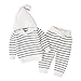 DCUTERQ bebé niños niñas 2 Unidades Punto Raya suéter con Capucha Pantalones Ropa Conjunto Pullover Hoodie Sweatpant Ropa Traje Blanco 6-12 Meses