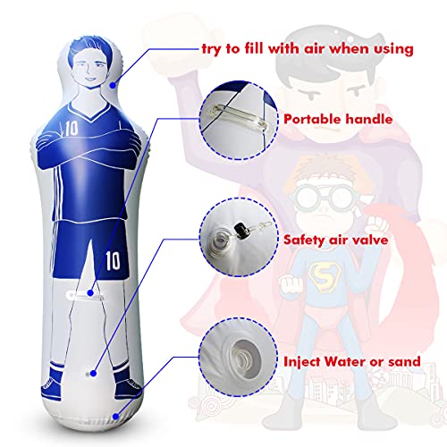 SUNSHINEMALL Aufblasbare Fußball Dummy Torwart Luft Mannequin Freistoß Verteidiger Wand Fußball Praxis Tumbler für Dribbling Wand Passing Drills (Blau)