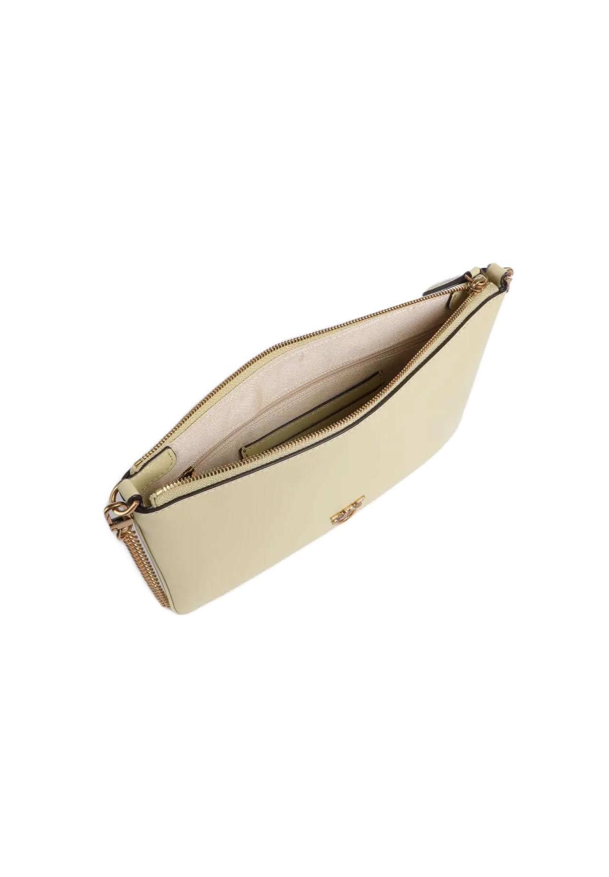 Pinko Borsa a Tracolla in Pelle, Giallo Vaniglia, 24 x 16.5 x 2 cm, con Cerniera, Tasca Interna, Tracolla Amovibile in Catena, Galvanica Oro Antico