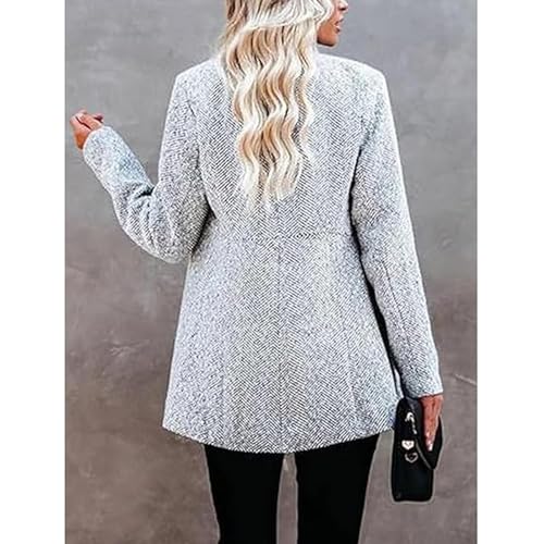 Datebacko Women's Solid Color Pocket Long Sleeve Open Front Coat, 2025 New Slim Twill Casual Suit Jacket for Women4