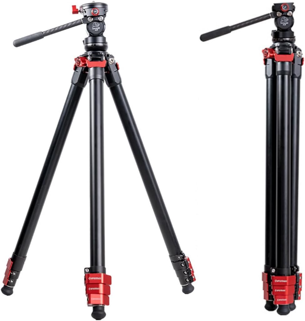 IFOOTAGE Travel Tripod TA3B with K3 Fluid Head, Professional Travel Video Tripod Kit for Canon Nikon Sony Olympus Panasonic DSLR Camera