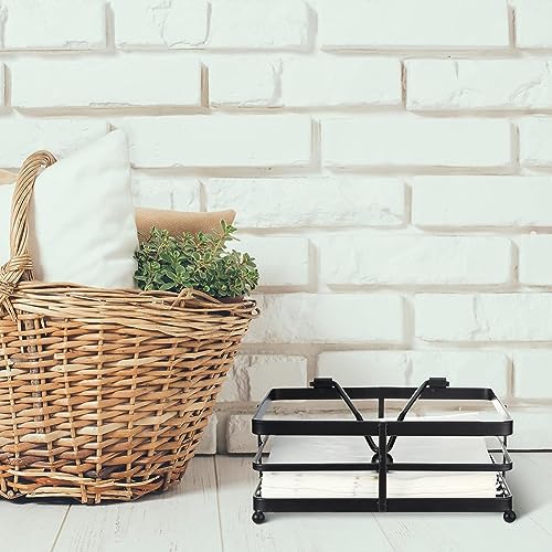 Porte-serviettes plat en métal lot de 2 distributeur carré fer rustique