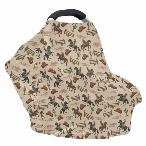 Image of Western Car Seat Covers Baby Car Cover Western Cowboy Multi-Use Car Seat Canopy Carrier Covers, Breathable Breastfeeding Covers Western Baby Stuff Boys & Girls
