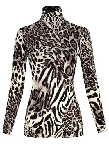 SSOULM Women's Slim Lightweight Long Sleeve Pullover Turtleneck Shirt Top with Plus Size