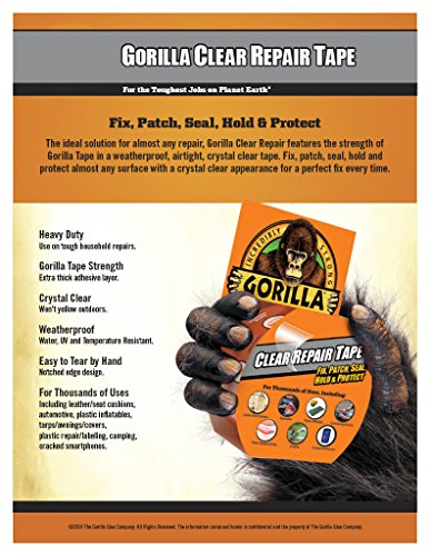 Image of Gorilla Crystal Clear Duct Tape, 1.88 inch x 5 yd, Clear, (Pack of 7)
