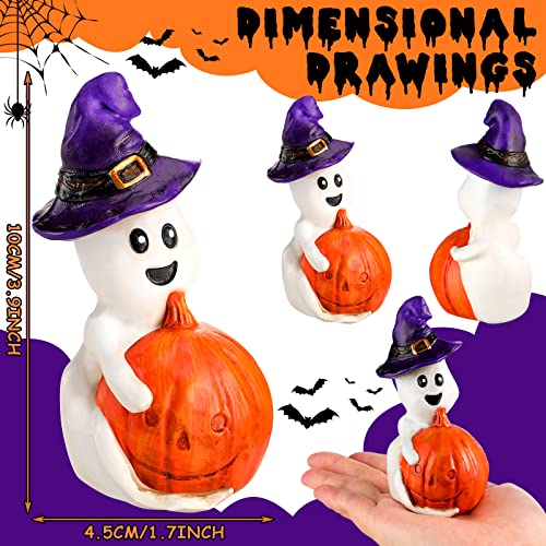 2 Pack Halloween Statue Figurines, Adorable Little Cat Statue And Cute Mini Ghost Figurine Polyresin Halloween Decoration, Home Decoration And Collectibles #TOP1
