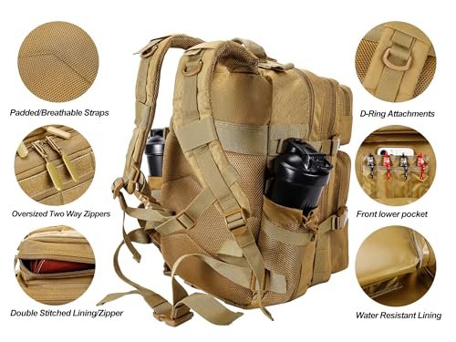 Image of LHI Tactical Military Backpack for Men and Women 25L /35L Army Assault Pack Bag Small Rucksack with Bottle Holder