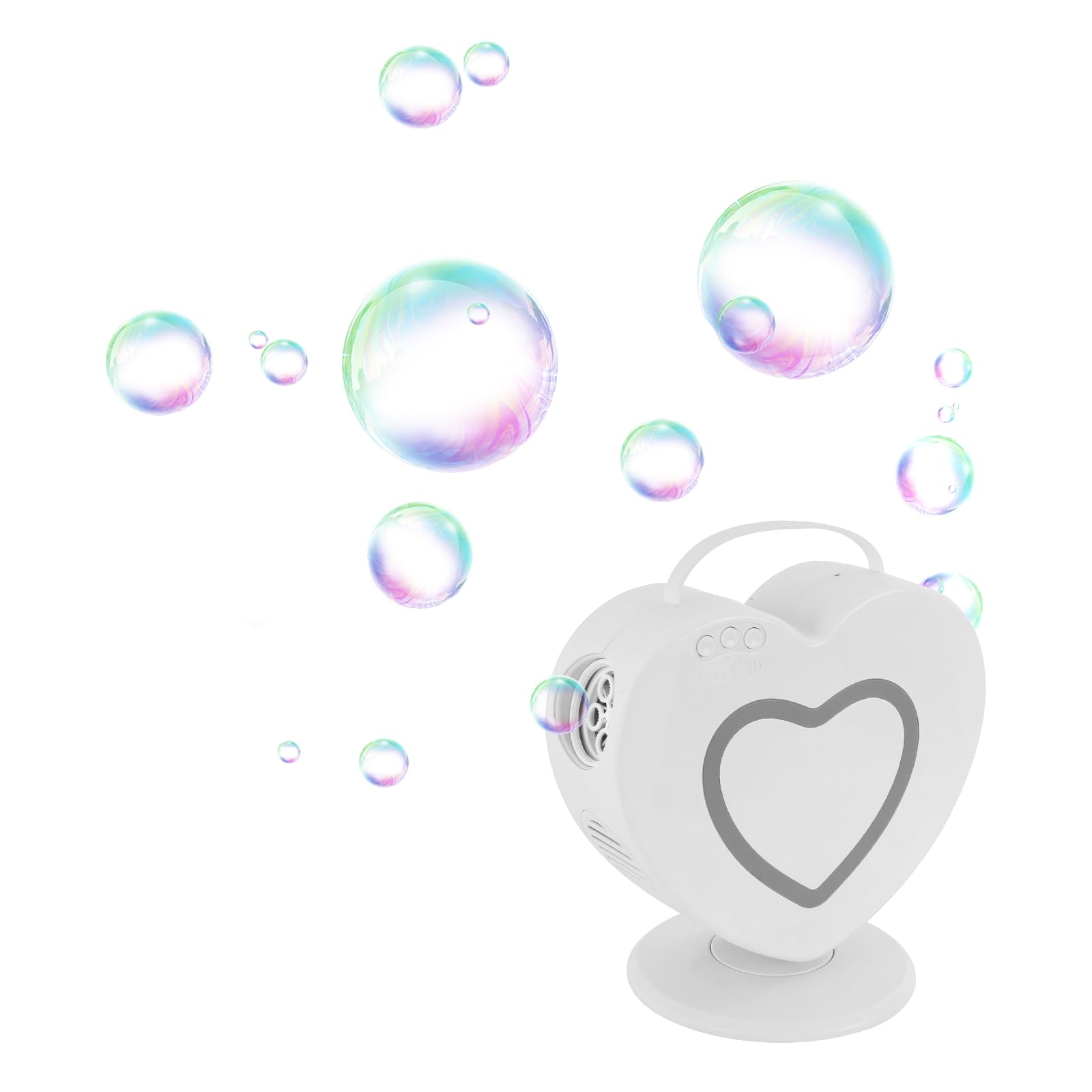 Macchina per bolle di sapone a forma di cuore, macchina automatica per bolle di sapone con rotazione di 360°, capacità 500 ml, macchina per bolle per compleanno, festa, matrimonio