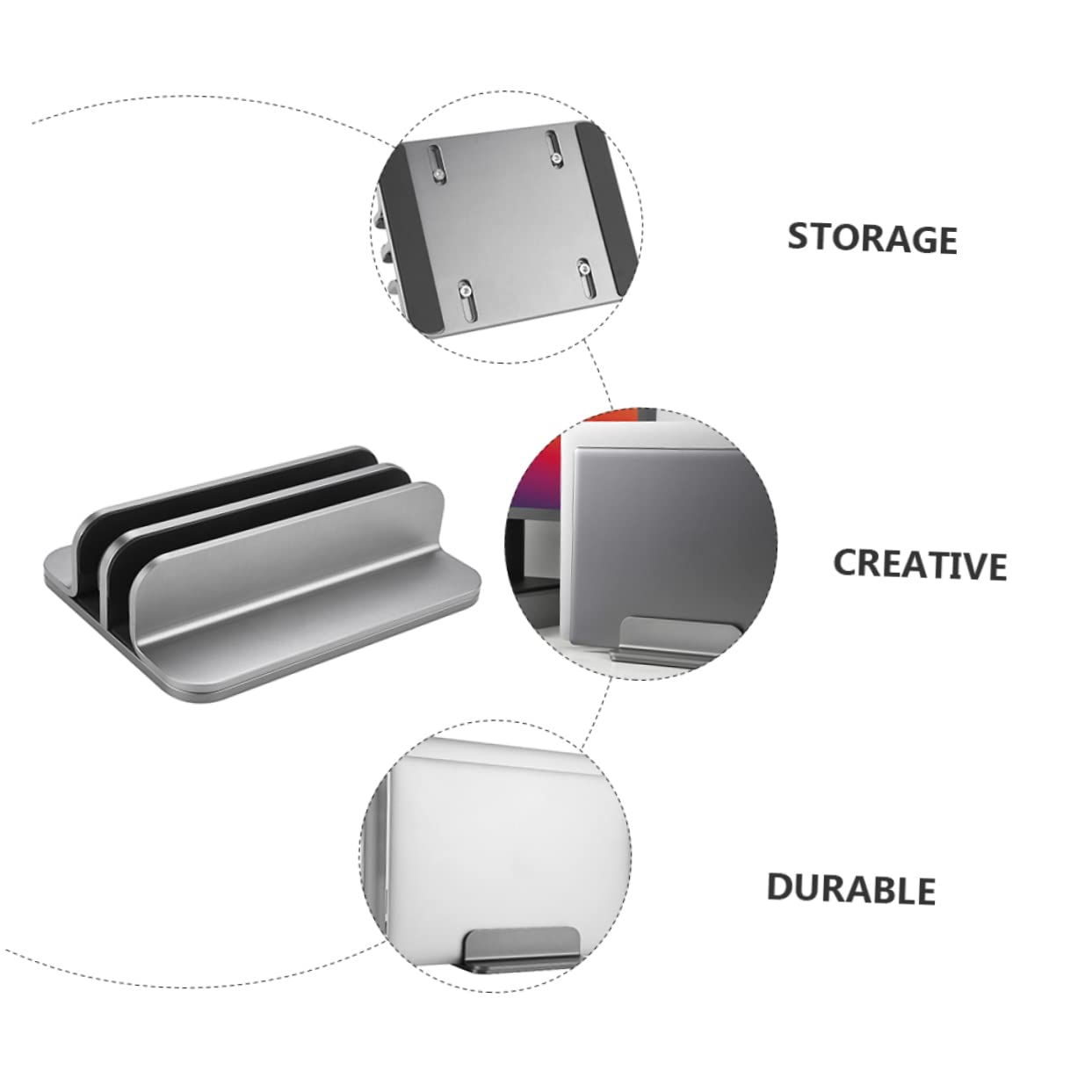 Soporte Vertical Doble para Portátil Base para Ordenador Portátil De Aleación De Aluminio Soporte De Escritorio para Tablet para Trabajo o Estudio Casa