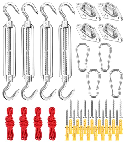 M5 Set di Accessori per Tende da Sole, Kit di Fissaggio per Tende, Kit per Tenda a Vela in Acciaio Inox 304, Kit di Fissaggio e Installazione per Tenda a Vela Rettangolare e Triangolare