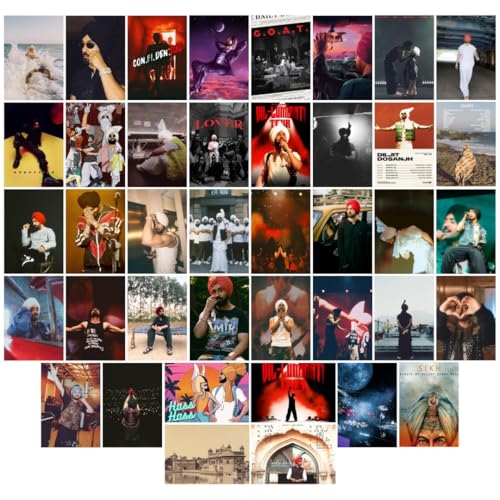 Image of Diljit Dosanjh (Set of 40) | Diljit Dosanjh Mini Posters (15 x10 cm) | Mini Posters of Diljit Dosanjh's songs for Wall, Bedroom, Living room | Punjabi Singer Diljit Dosanjh | Double Tape Included
