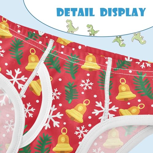 visesunny Boys Cotton Underwear Christmas Bell Snowflake Printed Toddler Soft Training Briefs Size 2T-8Y for Kids4
