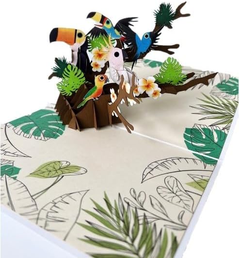 Miniatura 3 de ETA Tarjeta desplegable de pájaros tropicales 3D, tarjeta de naturaleza, tarjeta de animales, tarjeta desplegable para hijo, hija, madre, padre,