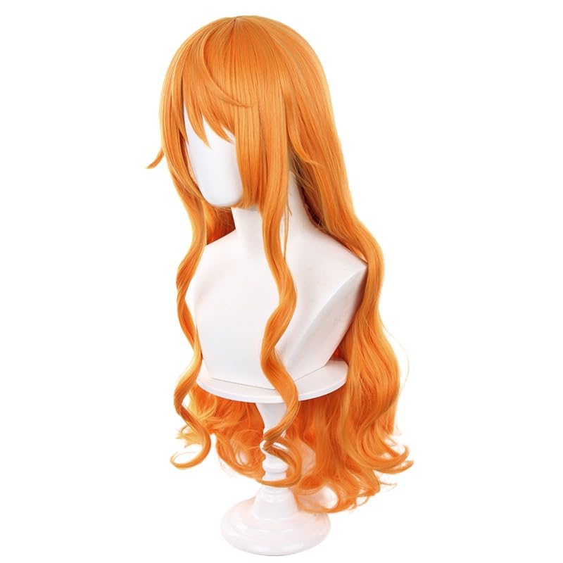 Long Orange Wavy Cosplay Wigs Halloween Costume Party Wig for Women - Image 3