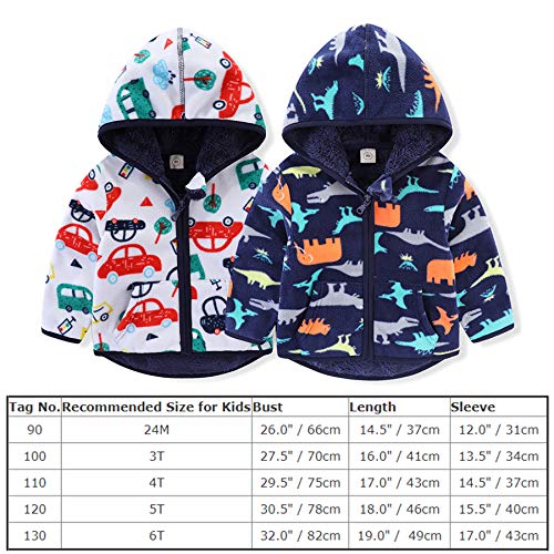 Toddler Baby Girls Boys Polar Fleece Jackets Hooded Thicken Fleece Warm Coat Plush Winter Hoodie Outwear For Kids Hoody Jacket Cardigan Sweater Outdoor Snowsuit Windproof Clothes White Cars 5T #TOP1