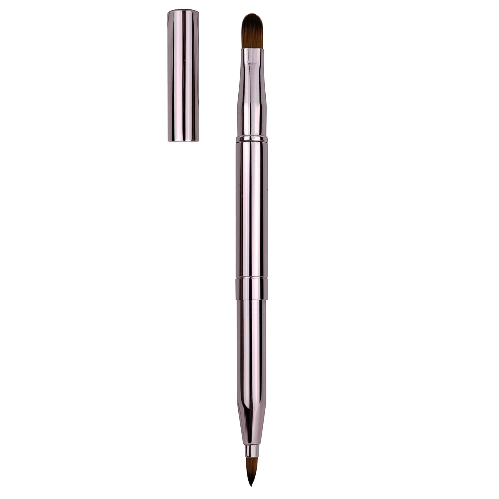 Kkuadcehi 1 PCS Lip Brush, Retractable Lip Include Lid, Double-Ended Lip Makeup Brushes, for Lipstick Lip Gloss, Multifunctional Lip brush (Pink)