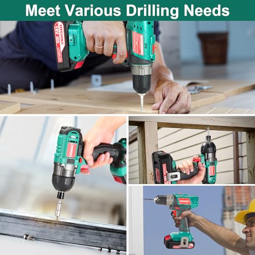 Cordless Drill Driver and Impact Driver 20V, HYCHIKA Drill Combo Kit, 2x2.0Ah Batteries, 1H Fast Charging, 22PCS Accessories for Drilling Wood, Metal and Plastic - image 5