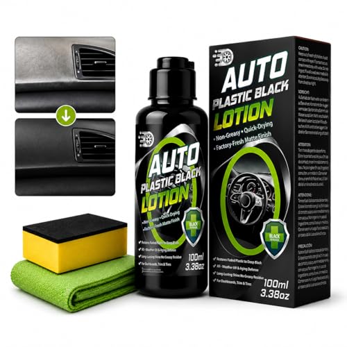 Inpumo Back to Black Trim Restorer 100ml Car Plastic Restorer Exterior and Interior Car Cleaning Kit Restore Faded Plastic Vinyl & Rubber Resists Water UV Rays Dirt