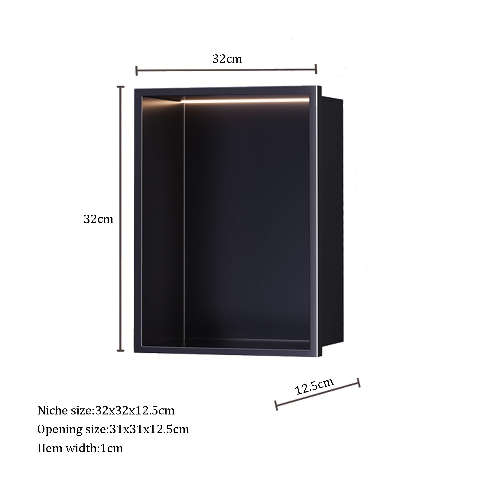 Inoxidable Mate con Luz LED 4000K Iluminación Cálida para Baño Estante de Almacenamiento Cocina Tamaño 32x32x12.5cm Instalación Fácil.