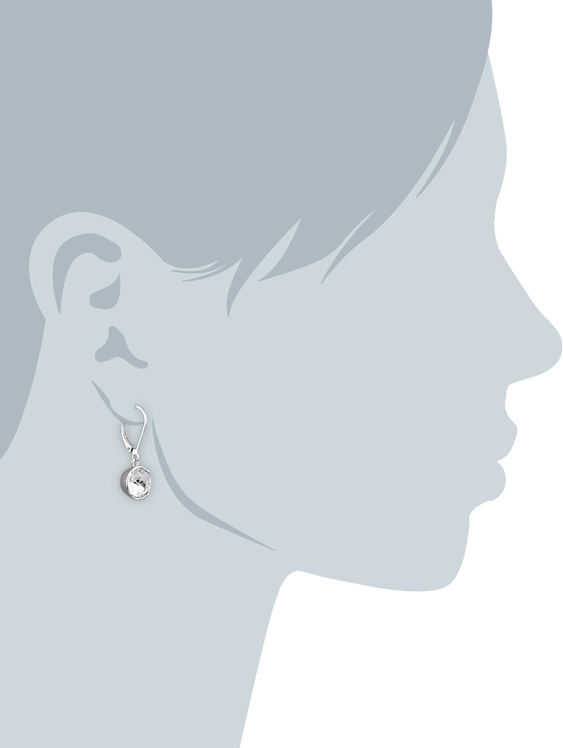 Amazon Collection Sterling Silver Bezel Set Round Crystal Lever Back Dangle Earrings - Image 3