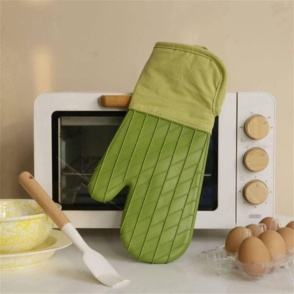 Kitchen Oven Mitt Heat Resistant Baking Gloves Thickened Anti Scalding Mittens for Home(E)