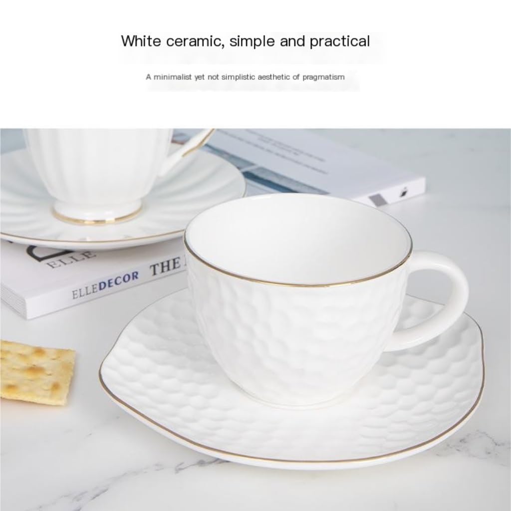 Filiżanka do kawy z porcelany kostnej ze złotym rantem, zestaw ceramicznych filiżanek i spodków o wysokiej wartości, filiżanka do popołudniowej herbaty (A: 210 ml)(B:210ml)