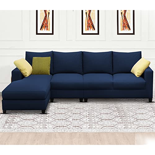 Image of Jian LHS 6 Seater L Shape Sofa Set Living Room (Blue Fabric)