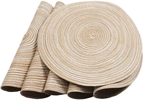 Shacos Round Braided Placemats Set Of 6 Washable Round Placemats For Kitchen Table 15 Inch Round Table Mats (Beige, 6) #TOP3
