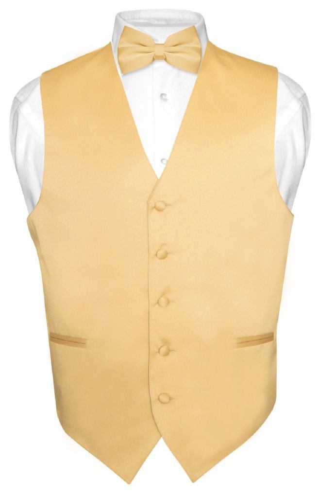 Vesuvio Napoli Men's Dress Vest & BowTie Solid PINK Color Bow Tie Set for Suit or Tuxedo