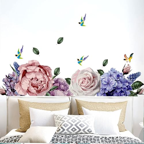 Image of Xtore Peony Rose Peel and Stick Wallpaper for Wall Decor (Pack of 1, Multi)