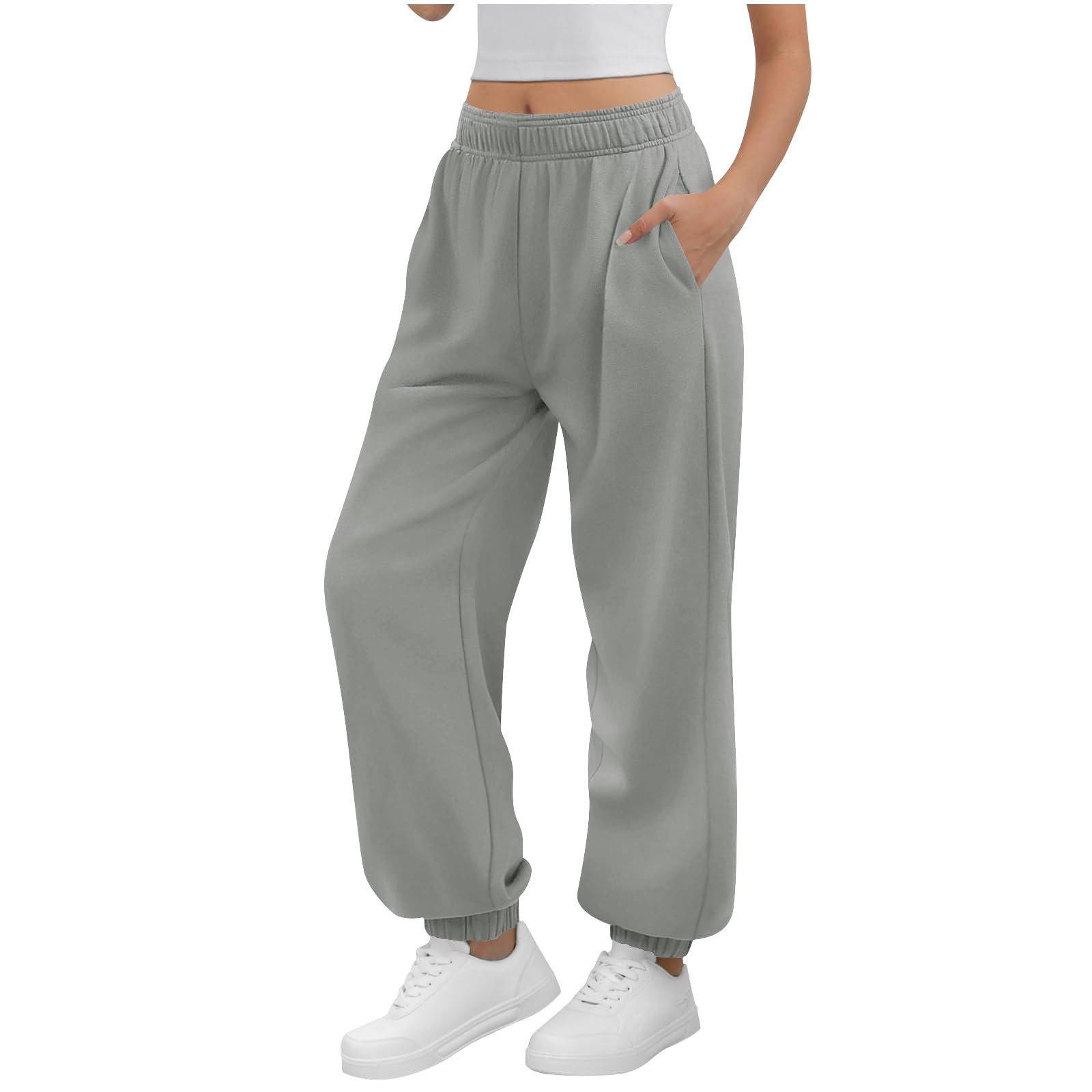 Yourumao Jogging Bottoms for Women Sweatpants Baggy Joggers Lounge Pants Tracksuit Bottoms Elasticated Waist Trousers Gray M