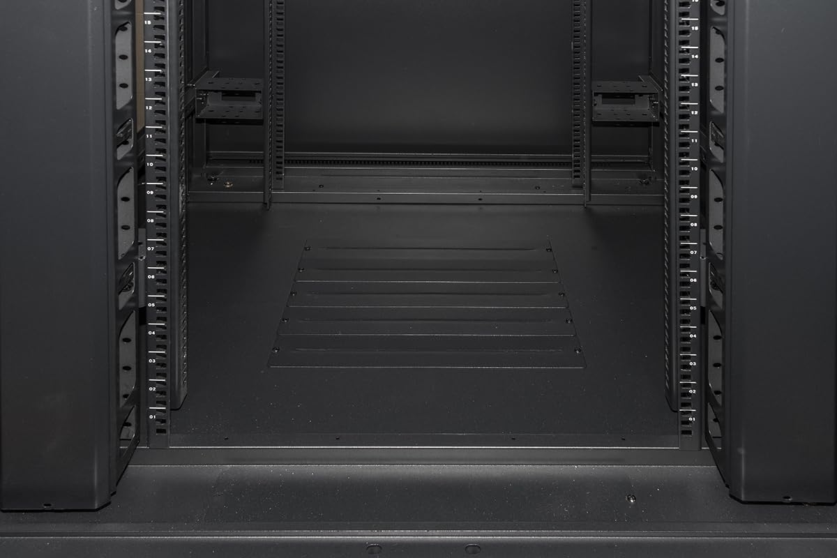 ARMADIO RACK 19" 42U (A)2055, (L)800, (P)800 COLORE NERO PORTA VETRO DISASSEMBLATO CON GUIDACAVI LATERALE